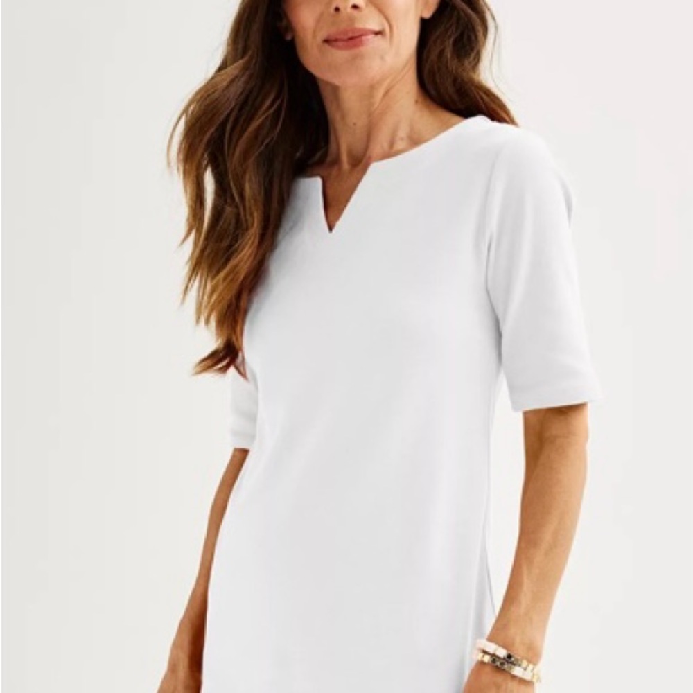 Croft & Barrow Classic White Short Sleeve Top